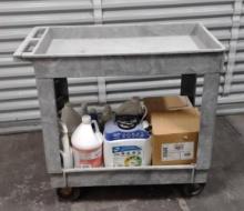 Utility Cart With Cleaning Supplies