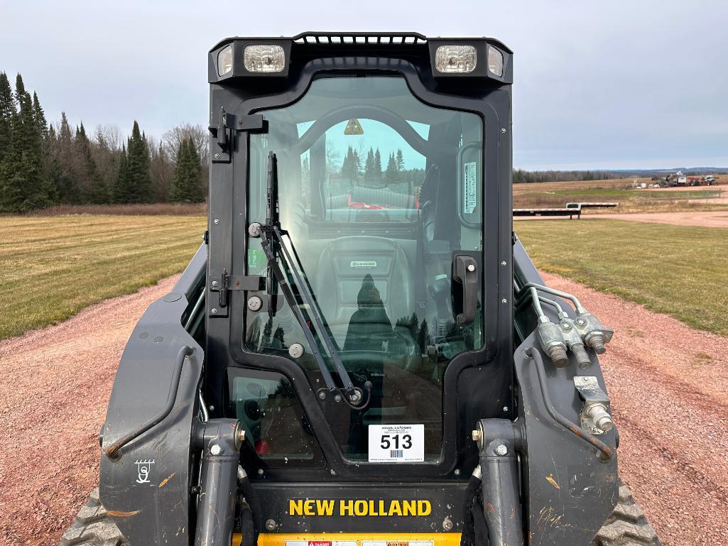 2018 New Holland C238 track skid steer, cab w/AC, 2-spd, aux hyds, pilot controls, 18" tracks,