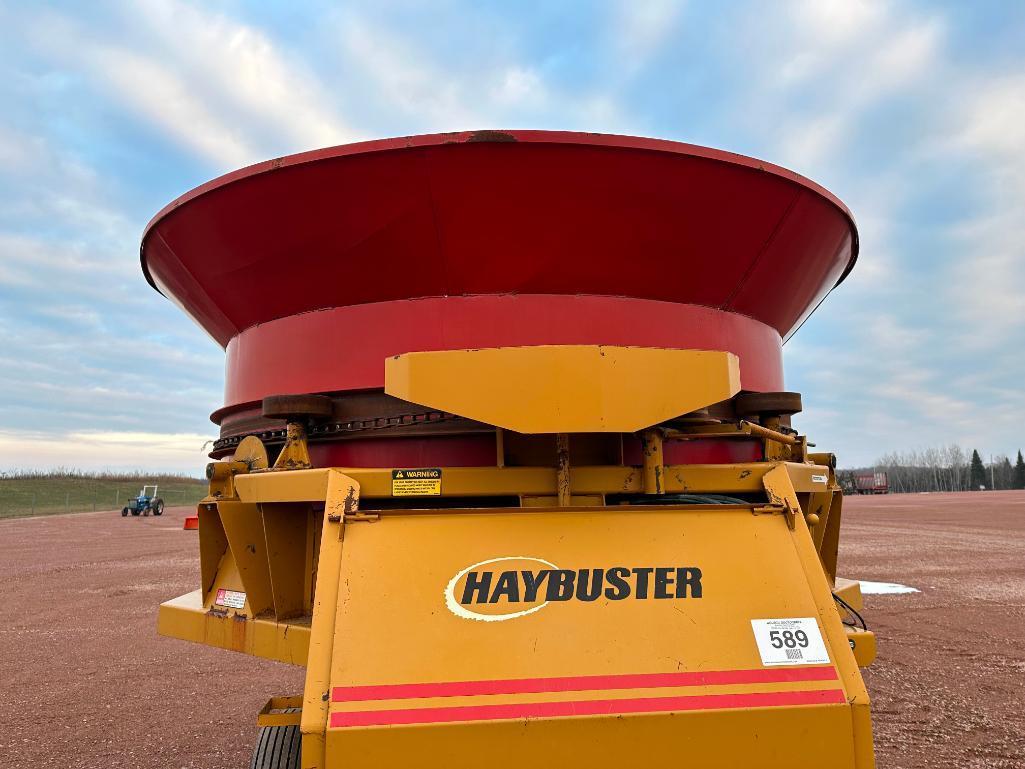 Haybuster H-1000 tub grinder bale processor, 1000 PTO drive, folding rubber belt discharge conveyor,