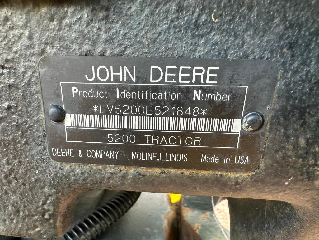 1996 John Deere 5200 tractor, open station, MFD, John Deere 540 loader, 14.9x28 rear tires, 2-hyds,
