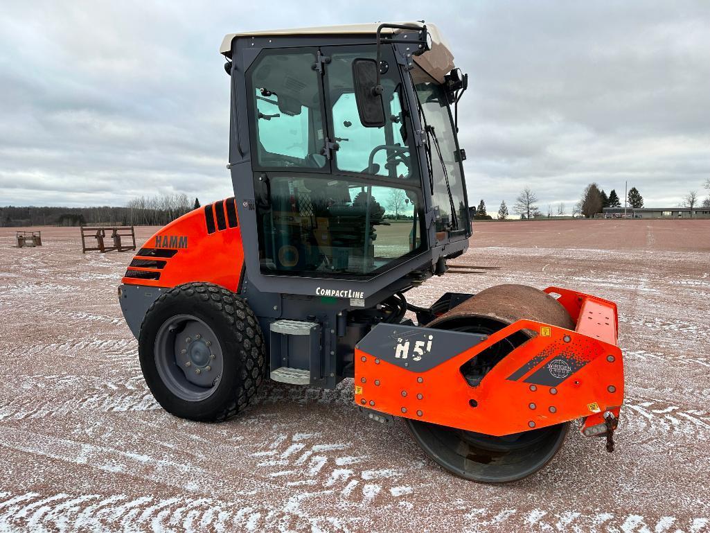 2015 Hamm H5I smooth drum compactor, cab w/AC, 54" drum, hydro trans, back up camera, 12.4x24 tires,
