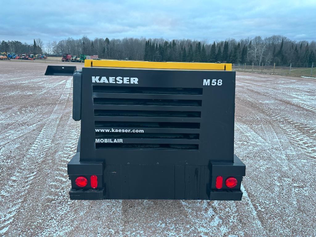 2016 Kaeser M58 portable air compressor, Kubota diesel engine, 210 CFM, pintle hitch, runs & makes