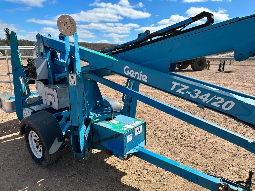 2006 Genie TZ-34/20 electric powered towable boom lift, 34' lift, outriggers, ball hitch,