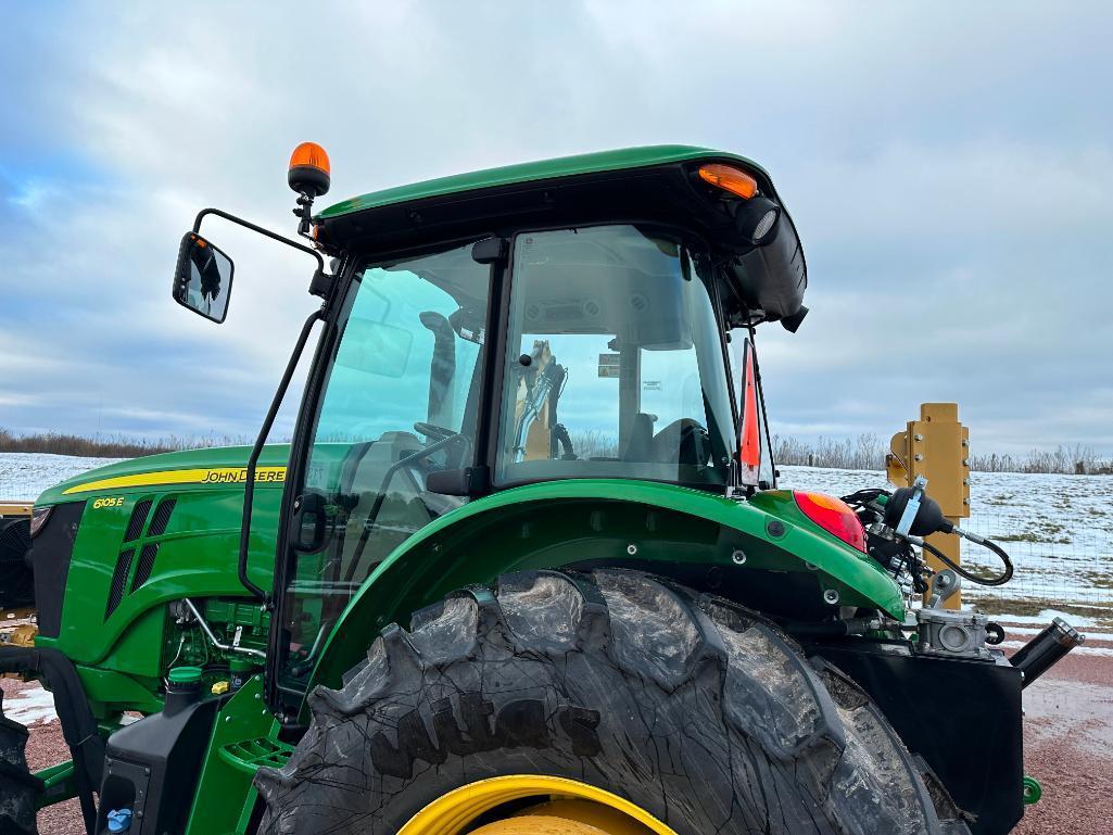 2021 John Deere 6105E commercial mowing tractor, CHA, MFD, Diamond boom mower w/ rotary head,