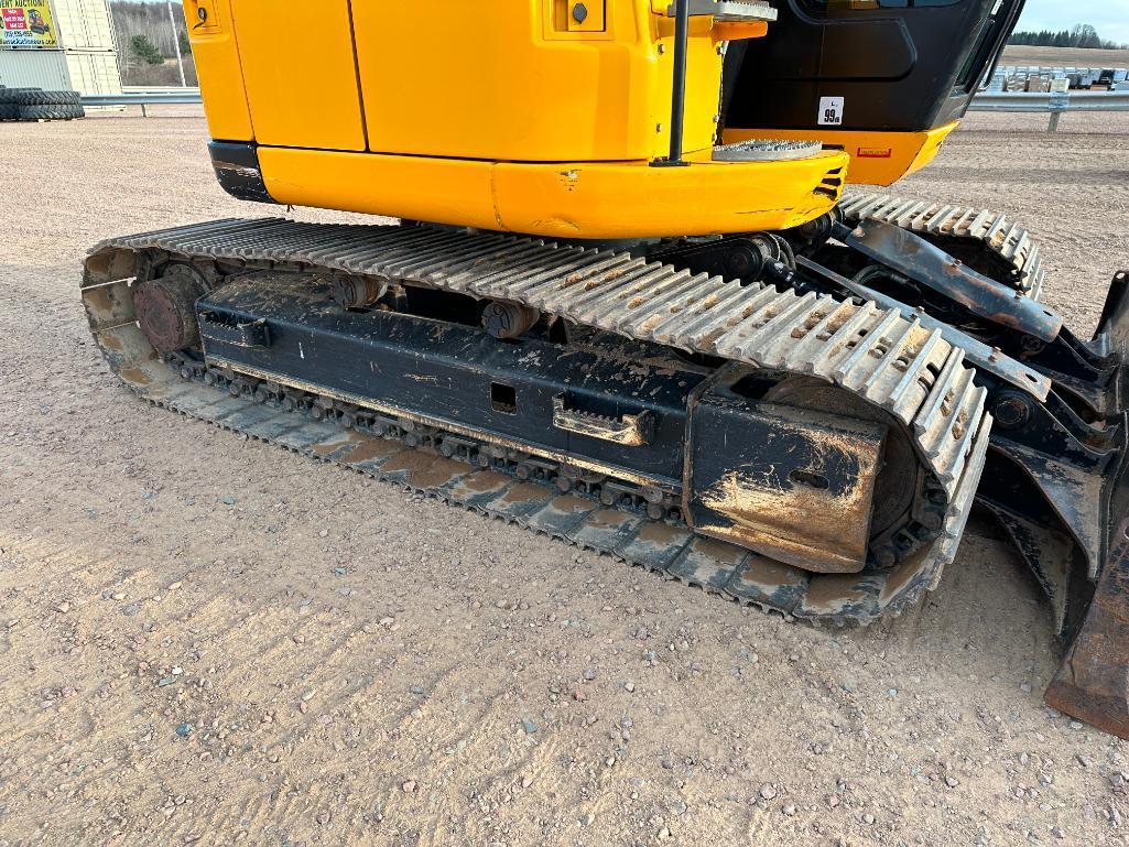 2019 JCB JZ141LC excavator, cab w/AC, 24" tracks, 9'10" stick, front blade, 48" quick coupler