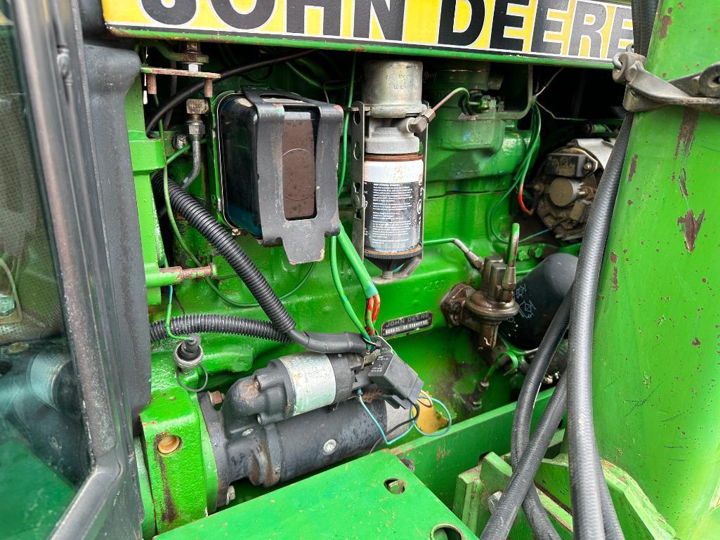 1983 John Deere 2550 tractor, CHA, John Deere 146 loader, 8-spd trans, 18.4x30 rear tires, 2-hyds,