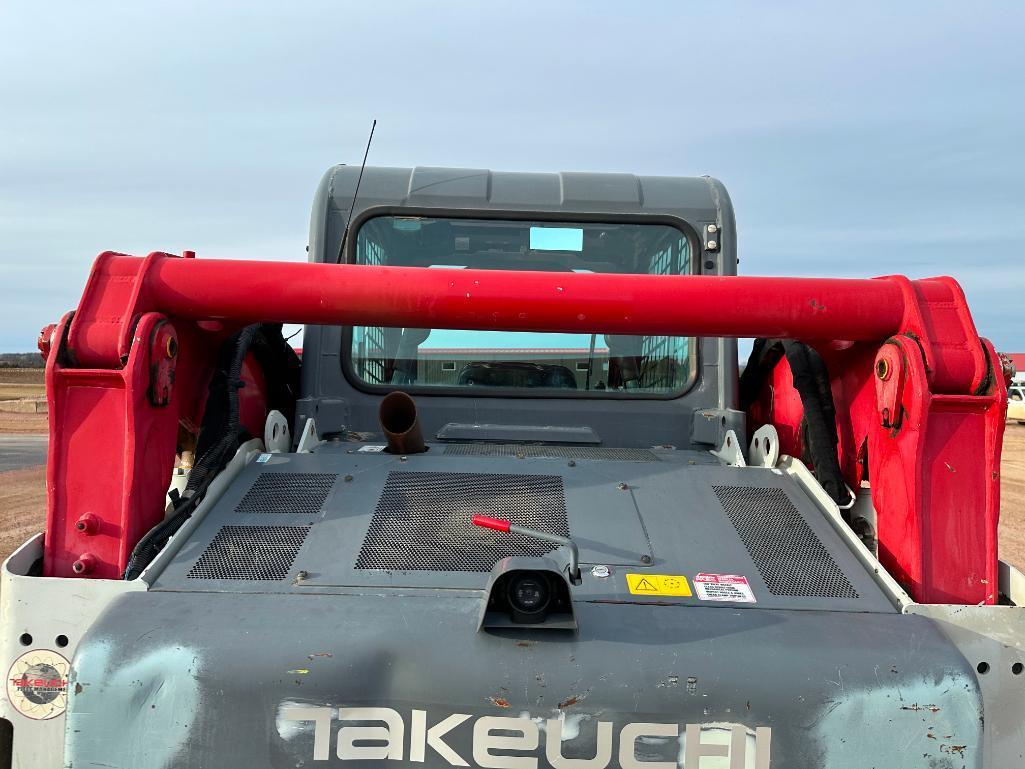 2017 Takeuchi TL10V2 track skid steer, cab w/AC, 15" rubber tracks, aux hyds, 2-spd, hyd quick