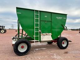 Salzseider 475 gravity box on Knowles W1600-1 4-wheel running gear, hyd drive fertilizer auger, SN: