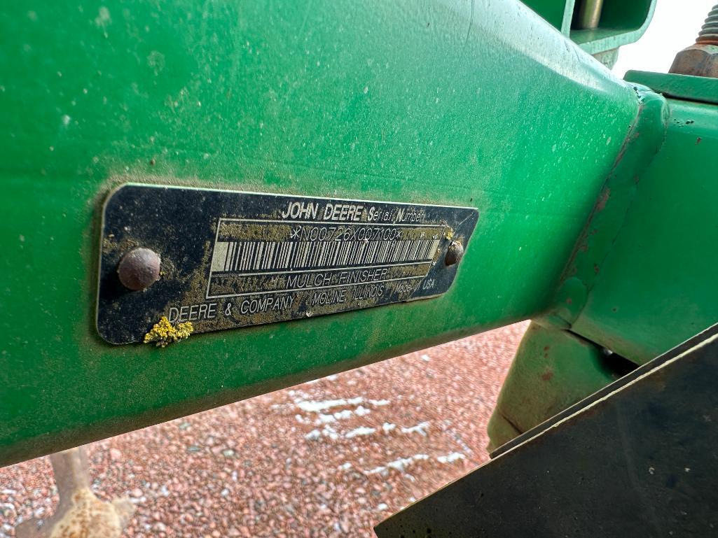 John Deere 726 18' soil finisher, hyd adjust cushion disk gang, 3-bar spike harrow, rolling basket,