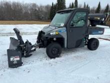 2013 Polaris Brutus utility vehicle, cab w/ heat & AC, 4x4, front snowblower w/ power spout, hydro