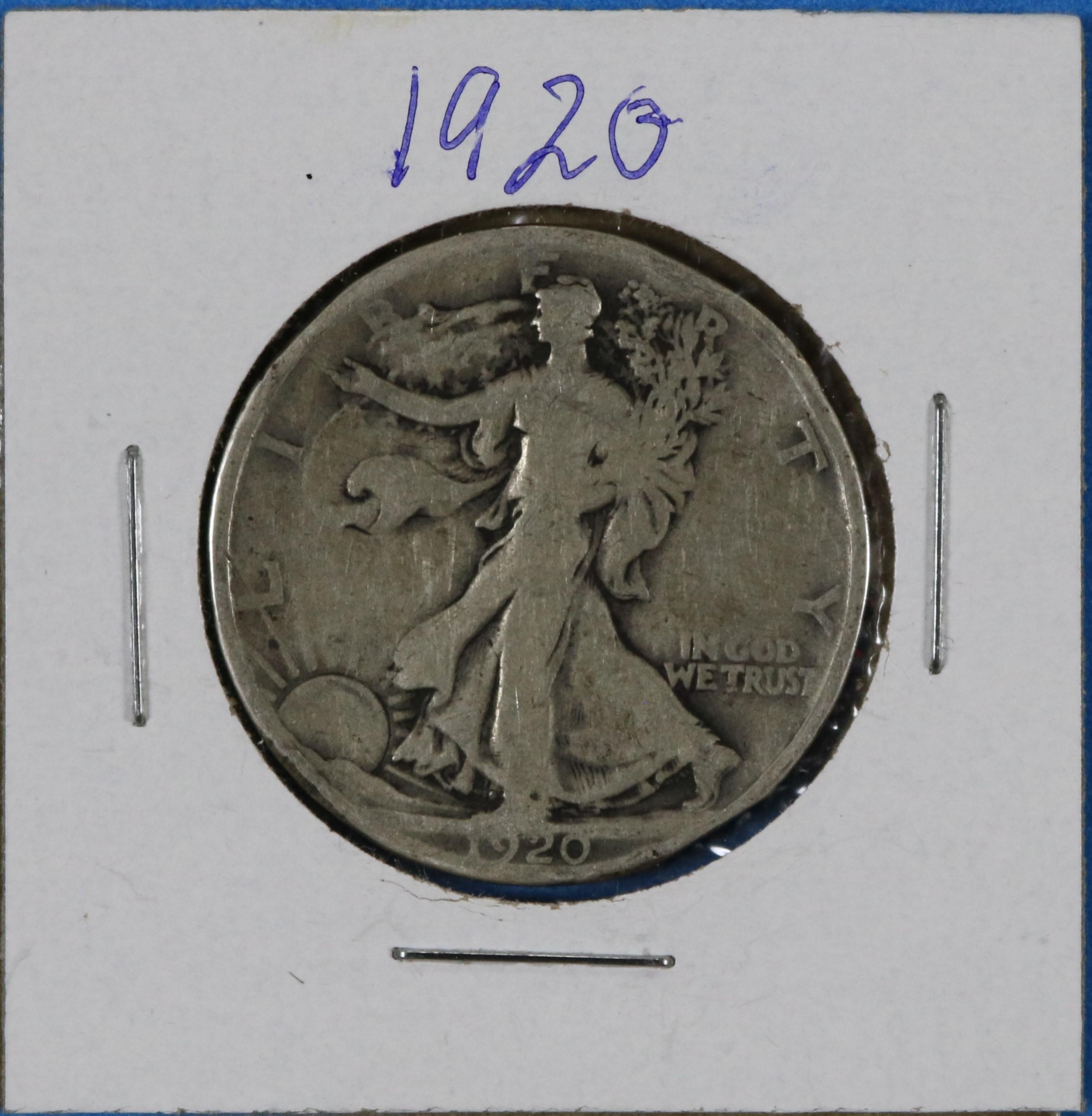 1920 Walking Liberty Silver Half Dollar Coin