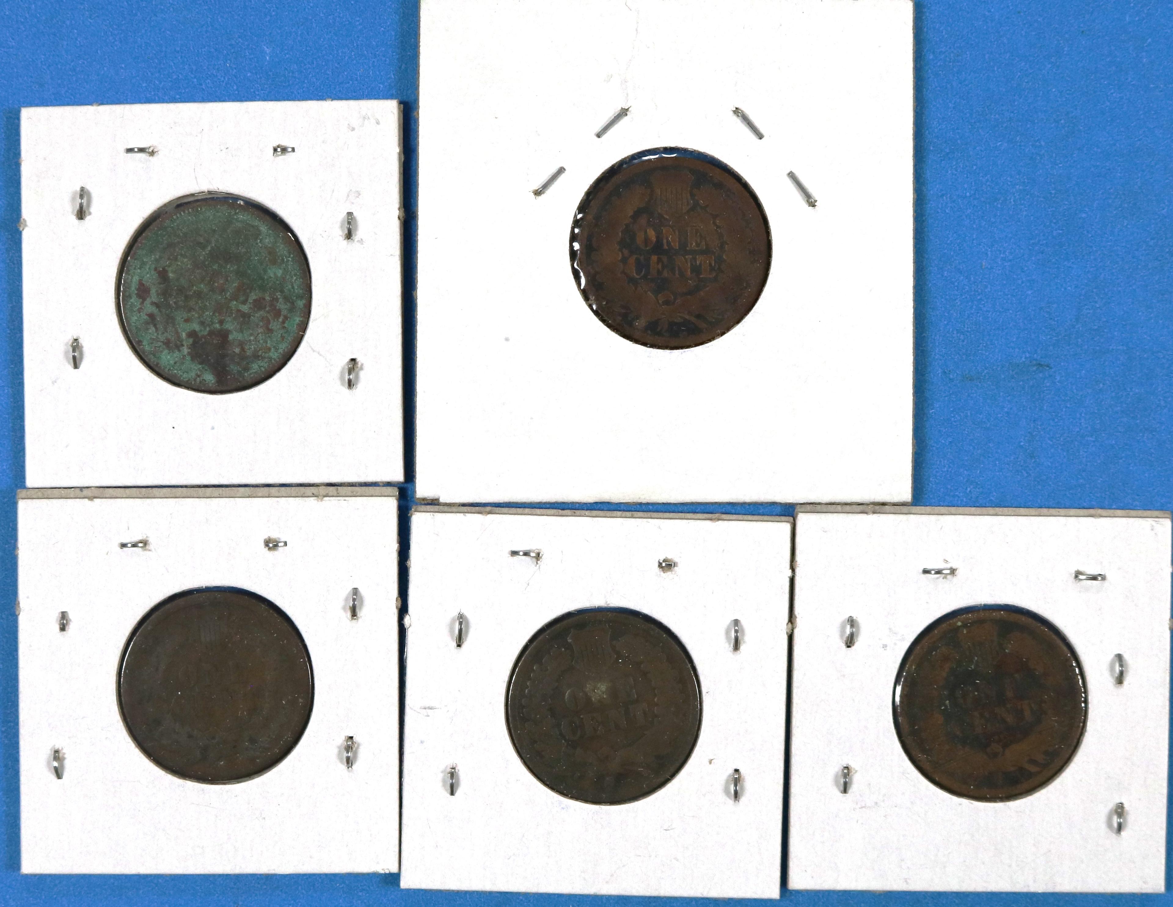 Lot of 5 Indian Head Pennies 1885-1890