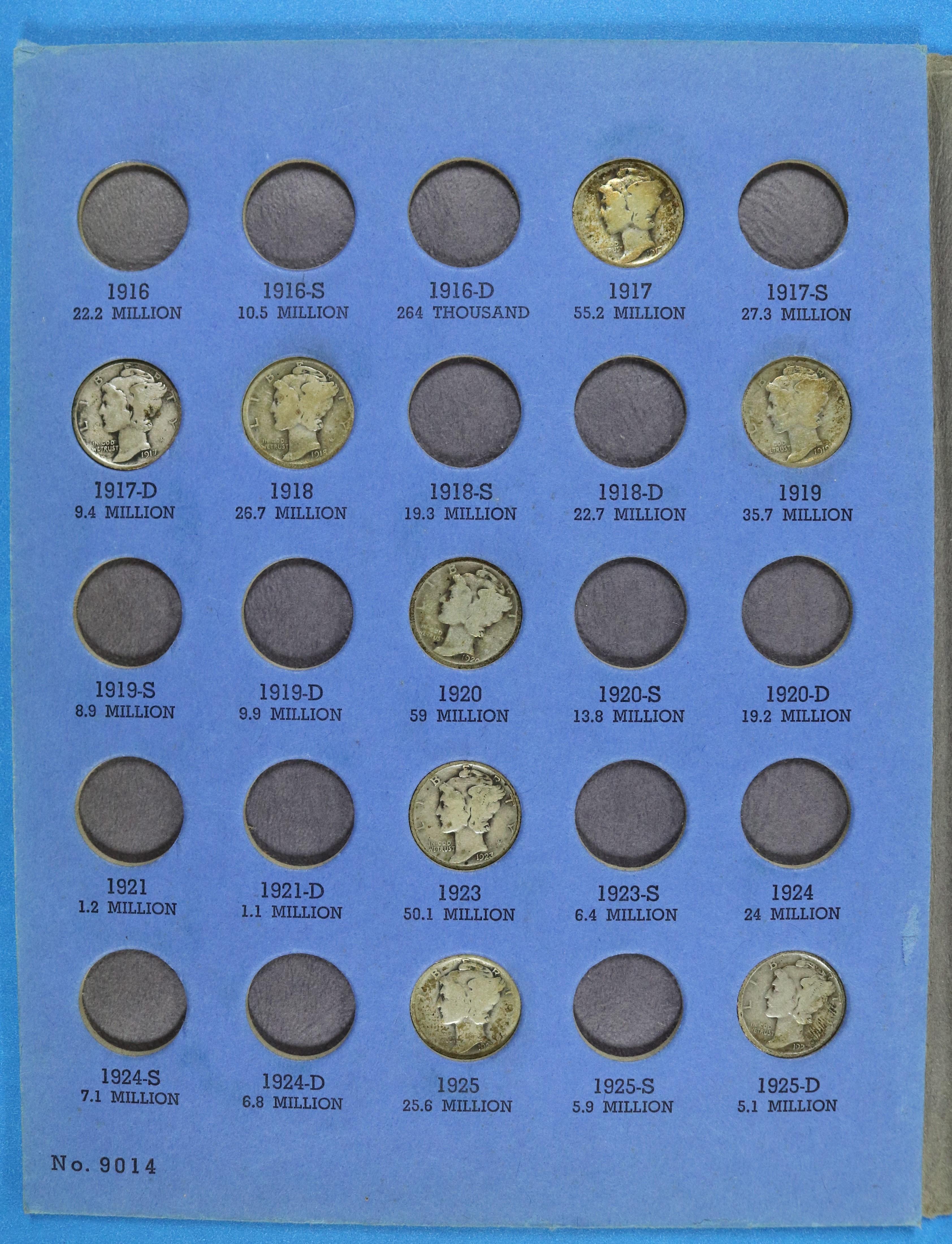 Collection Book of Mercury Silver Dimes - 47 Coins total