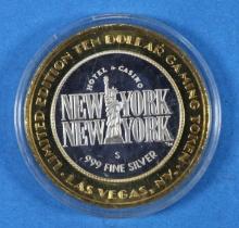 New York New York Limited Edition Ten Dollar Gaming Token 999 Fine Silver