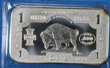 Buffalo One Troy Ounce 999 Fine Silver Bullion Bar