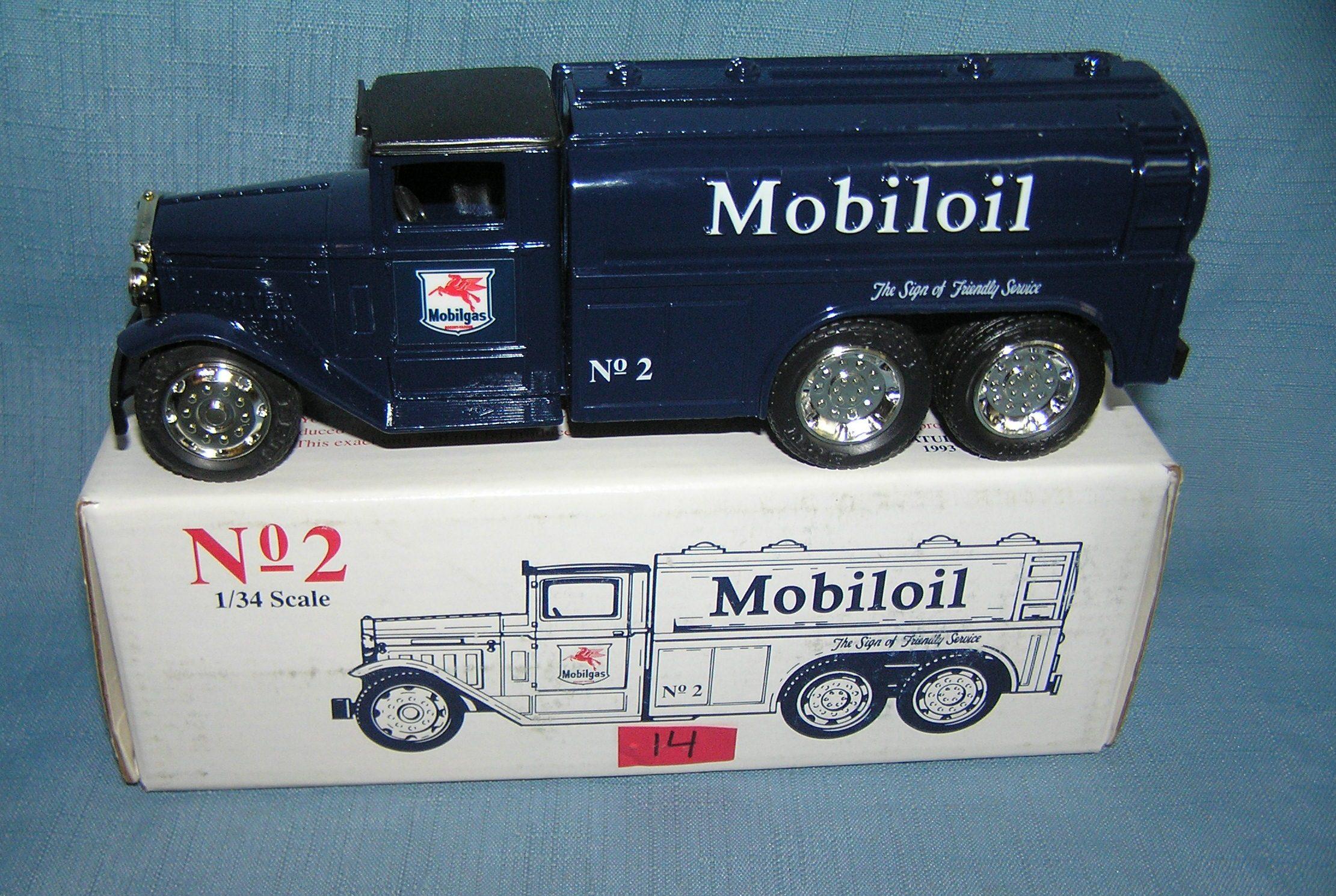 Mobile Oil all cast metal delivery truck bank