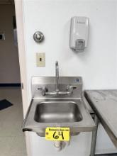 STAINLESS STEEL 17" HAND SINK, FAUCET, SOAP DISPENSER