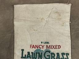 Vintage Five Pound Fancy Mixed Lawn Grass Seed Cloth Bag
