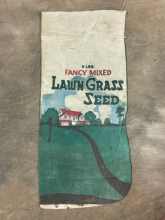 Vintage Five Pound Fancy Mixed Lawn Grass Seed Cloth Bag