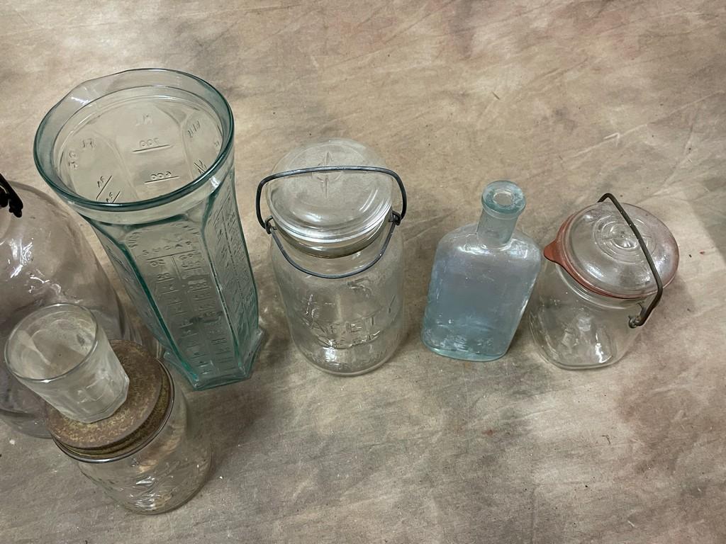 Lot of Old Glass Jars and Bottles
