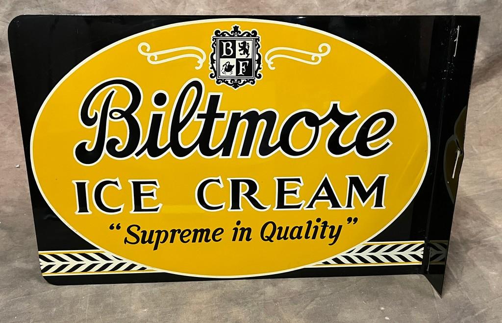 Fantastic Biltmore Ice Cream Heavy Baked Paint Flange Sign