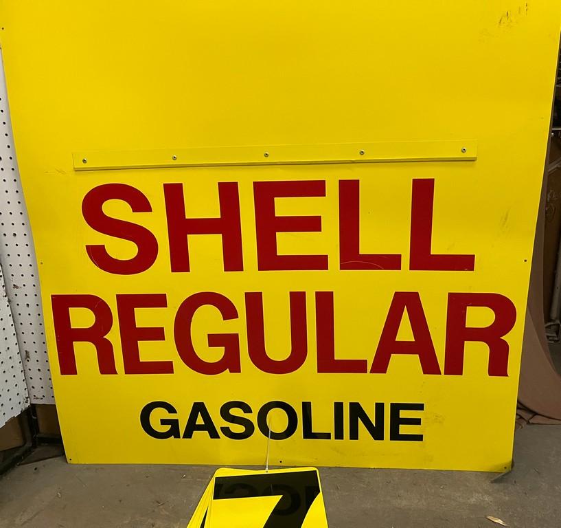 Vintage Shell Service Station Metal Price Sign