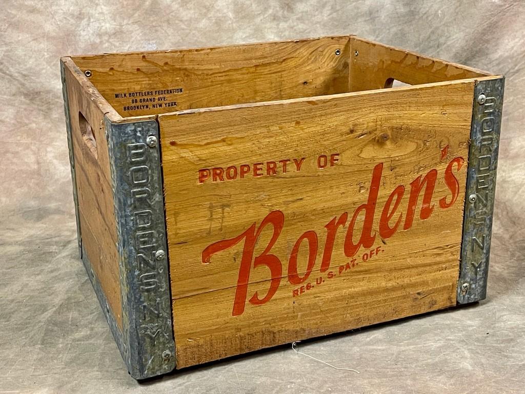 Nice Antique Borden's Wood Crate