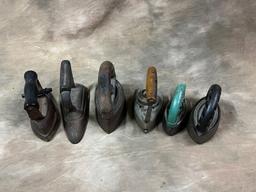 Lot of Six Antique Irons