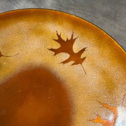 Oak Leaf Godfrey Enamel on Copper Shallow Bowl