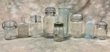 Lot of Old Glass Jars and Bottles