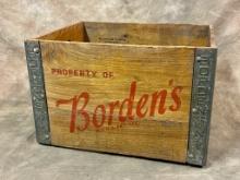 Nice Antique Borden's Wood Crate
