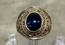 10 K Gold Ladies Blue Stone School Ring