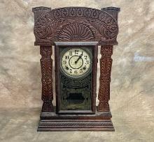 Nice Antique Pressed Oak Kitchen Clock Made By Ingraham Clock Company
