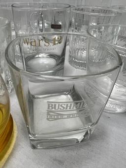 Large Lot Of Signed Whiskey Glasses