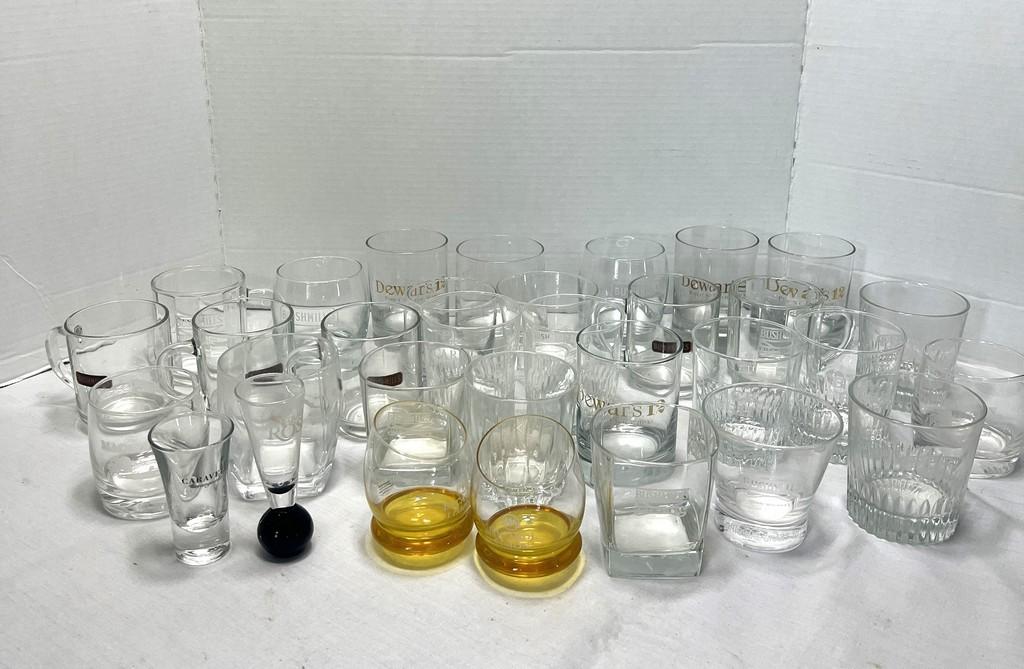 Large Lot Of Signed Whiskey Glasses