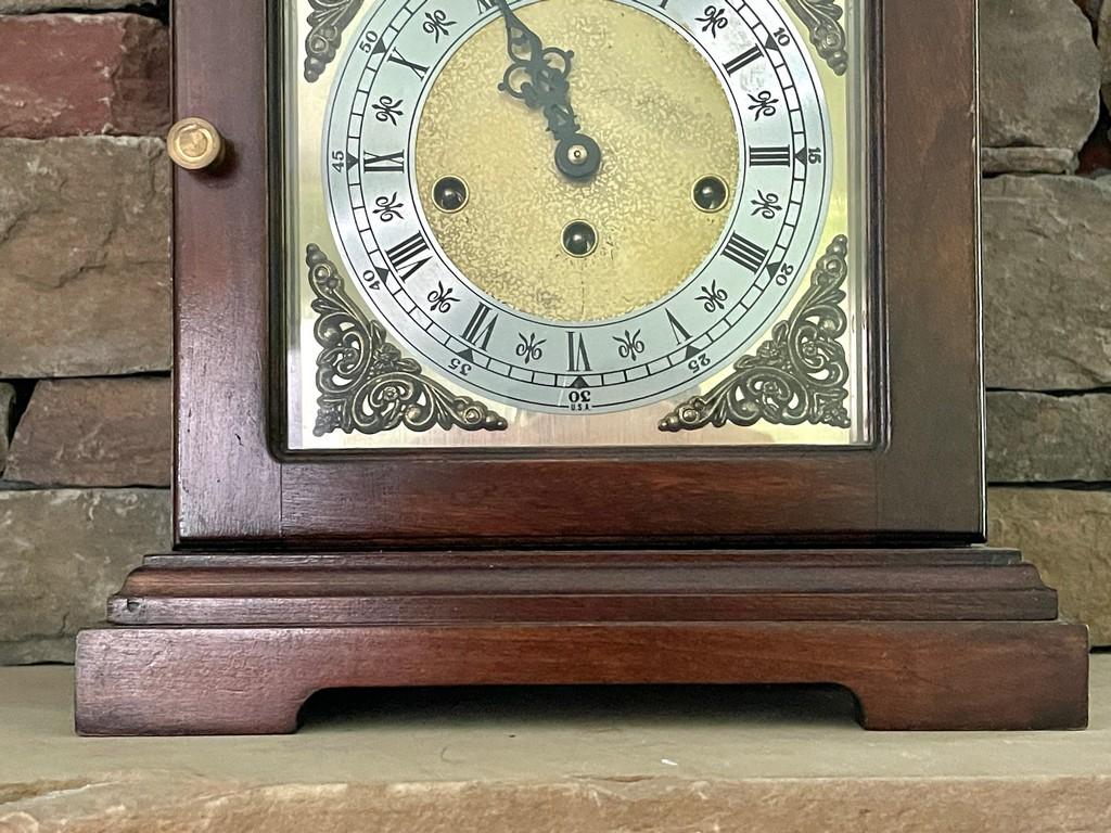 Mahogany Brass Work Mantel Chiming Clock