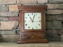 Modern Quartz Oak Case Mantel Clock