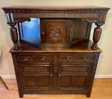 Antique Blundell Brothers Liquor Cabinet/Buffet with Carving