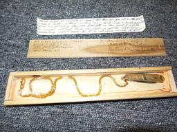 A soldiers gift to his wife: Womens Gold Knife & Chain w/ WWII Letter