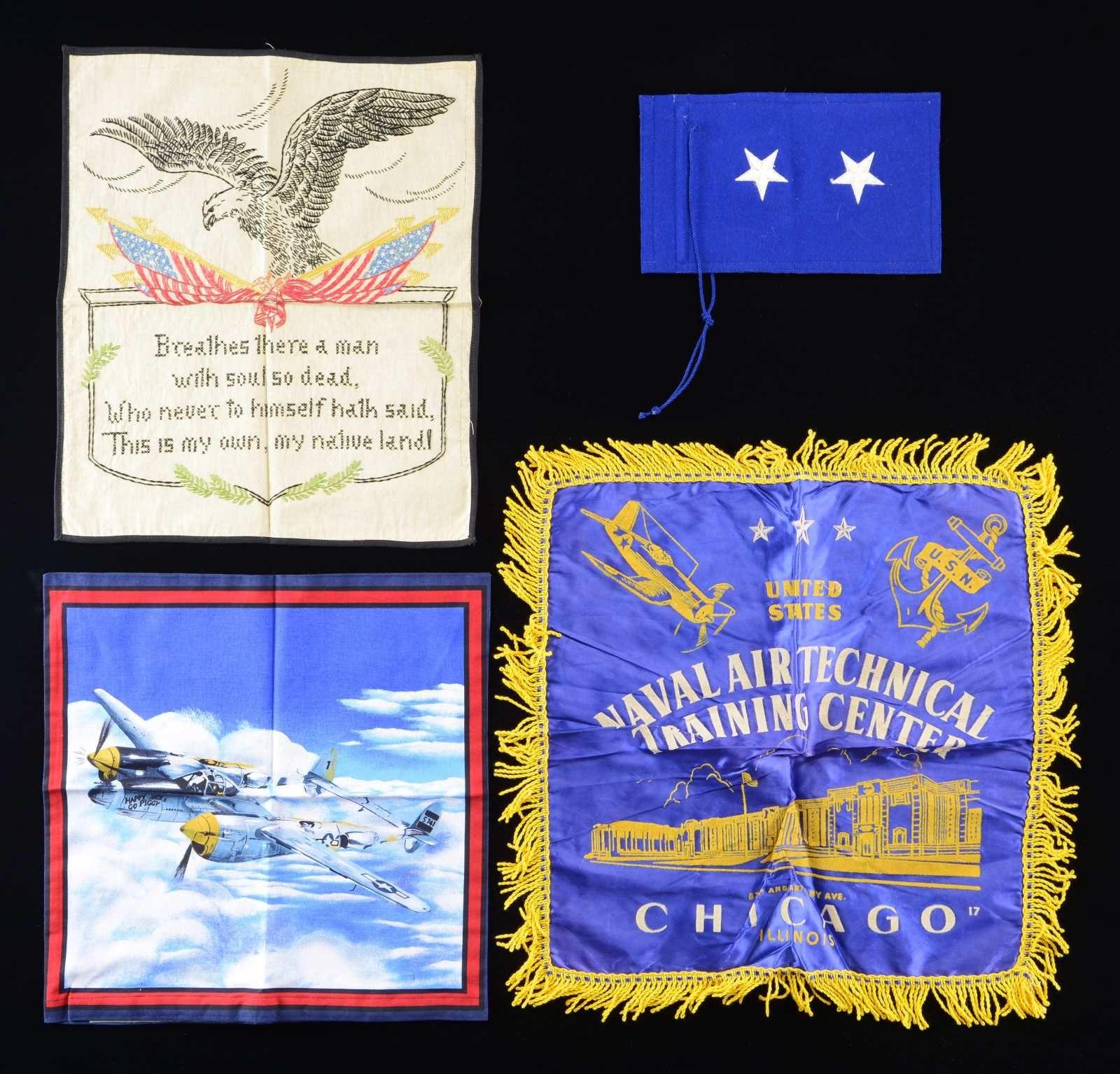 WWII US 2-STAR GENERAL’S CAR PENNANT, US ARMBANDS,