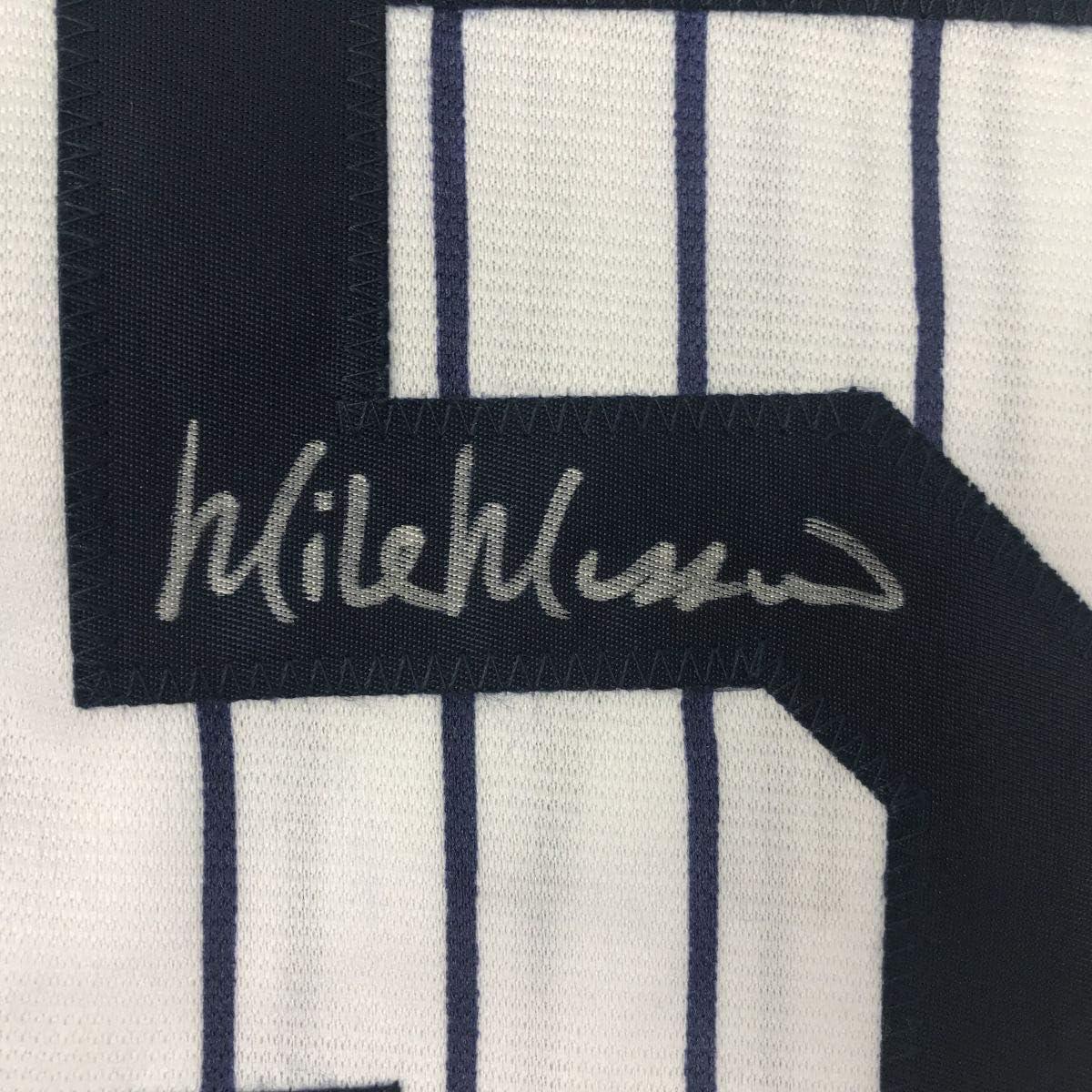 Autographed/Signed Mike Mussina New York Pinstripe Baseball Jersey JSA COA