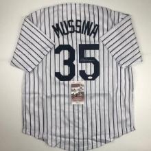 Autographed/Signed Mike Mussina New York Pinstripe Baseball Jersey JSA COA
