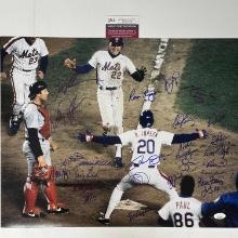 Autographed/Signed 1986 New York Mets Team 26x Sigs World Series Champions 16x20 Photo JSA COA #1