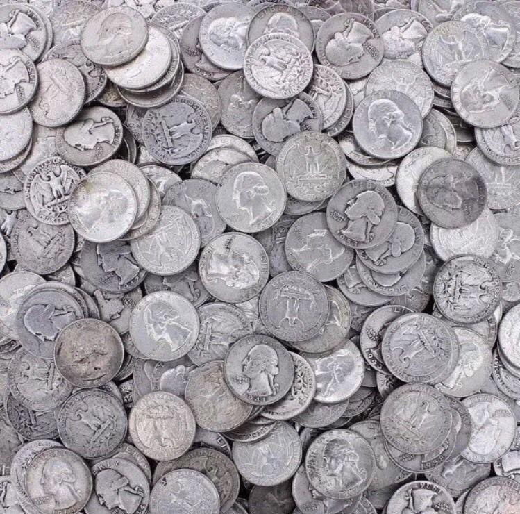 Roll of 40 Silver Washington Quarters Circulated