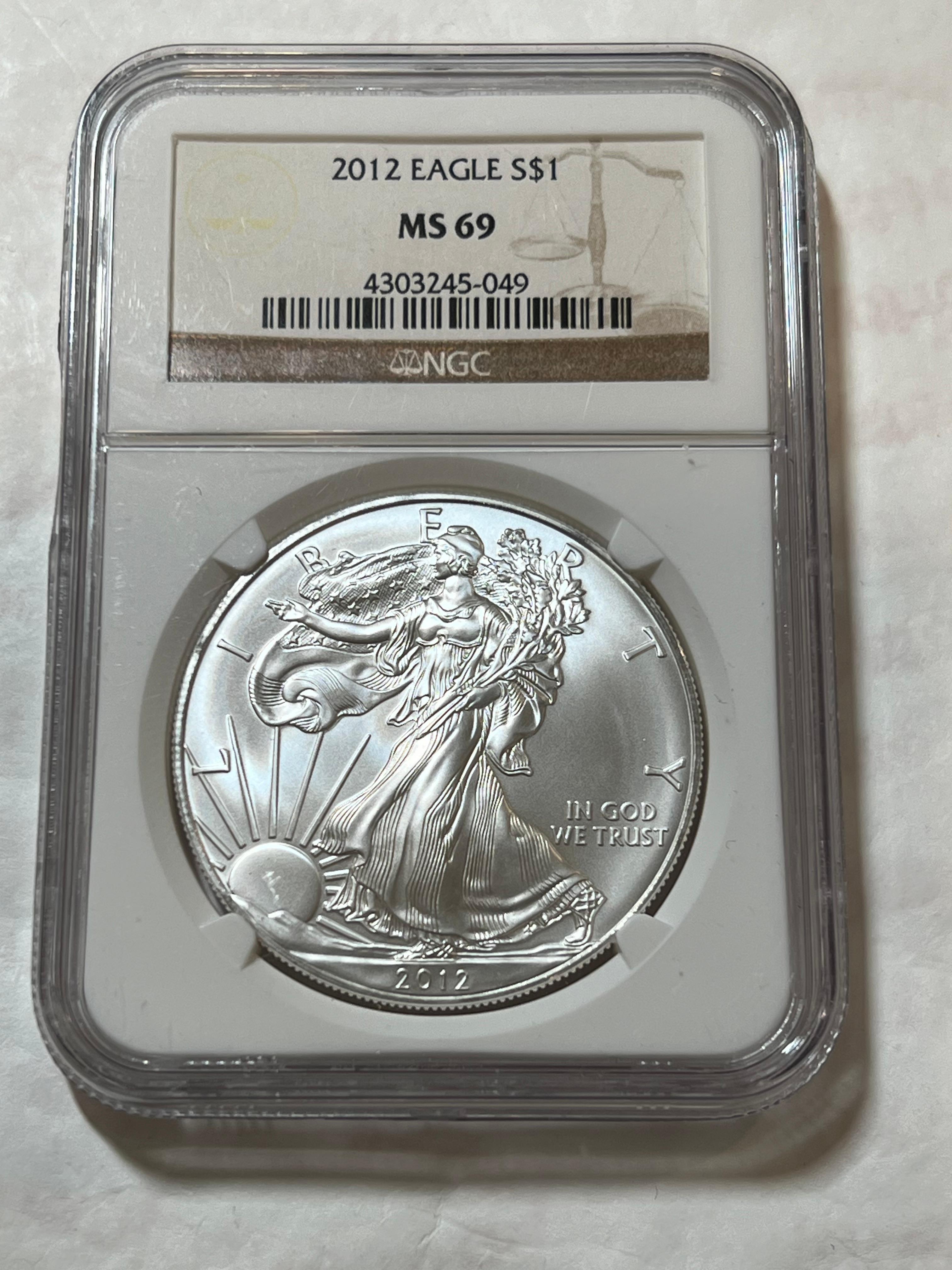 2012 1 oz. Silver American Eagle $1 MS 69 NGC
