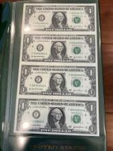Folio of Mixed Currency  $1 - $2- $5 - Uncut Sheets BU Circulated Notes $51 Face