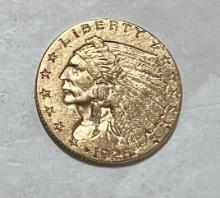 1925 D $2.50 Gold Indian EF/AU
