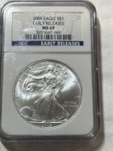 2009 1 oz. Silver American Eagle $1 MS 69 NGC Early Releases