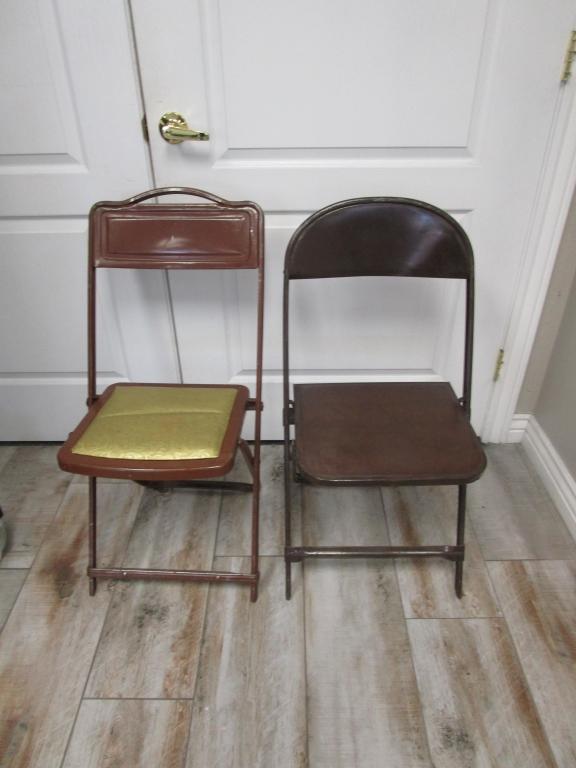 Lot of 2 Vintage Metal Folding Chairs
