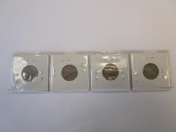 Lot of 4 Jefferson Nickels 1951,52,54,& 55